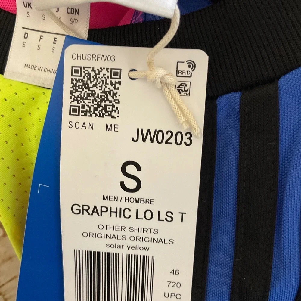 Adidas Graphic LO LS T Mens Small Pink New Jersey Style T-Shirt JW0203